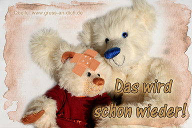 Gute Besserung-Karte, Teddybär, Text: Das wird schon wieder!